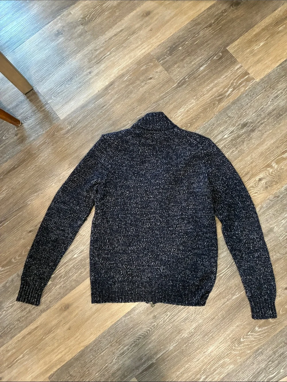 Banana Republic Navy & White Marled Zip-Up Sweater